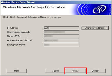 Wireless Network Settings Confirmation