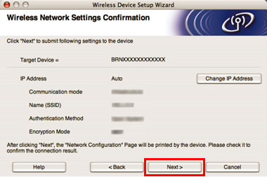 Wireless Network Settings Confirmation