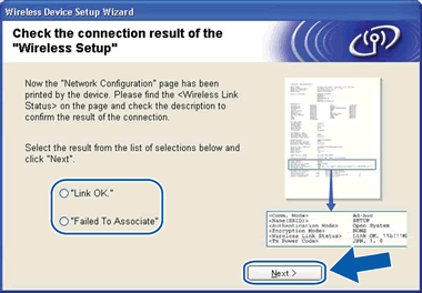 Check the connection result of the Wireless Setup