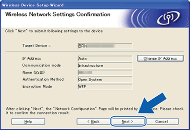 Wireless Network Settings Confirmation