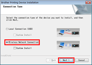Инсталирайте Brother устройство с безжична (Wi-Fi) мрежа, като използвате  приложения CD-ROM с USB кабел. | Brother