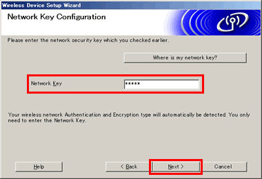 Configuración de la clave de la red