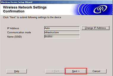 Wireless Network Settings Confirmation