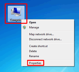 Right-click the Computer or My Computer icon.