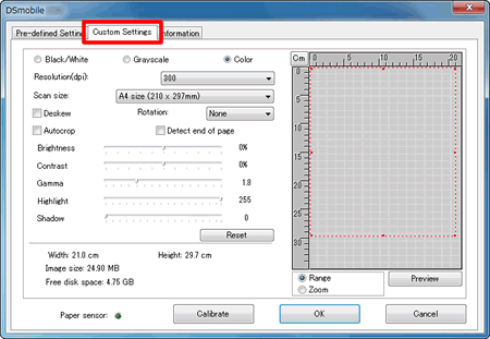 Click Custom Settings tab