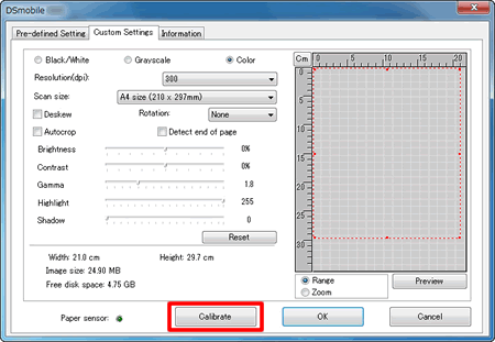 Click Calibrate