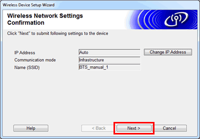 Wireless Network Settings Confirmation