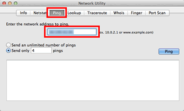 Enter the network address to ping