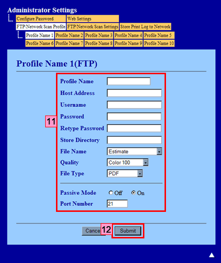 Configuring the FTP Default Settings