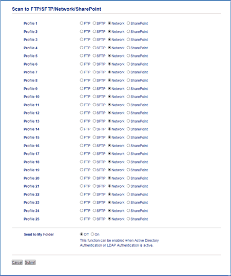 Scan to FTP/SFTP/Network/SharePoint Profile 