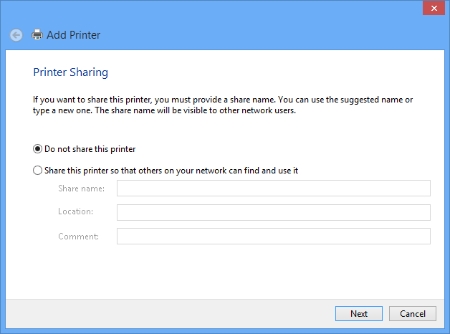 Add Printer - Printer Sharing