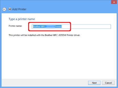 Add Printer - Printer name