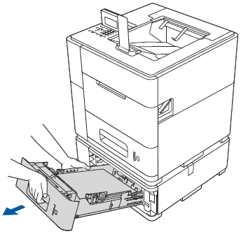 Slowly pull the paper tray, indicated in the LCD message.