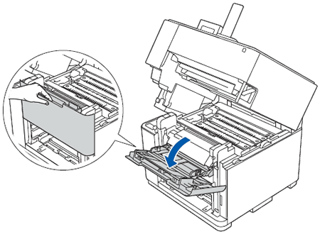 Open the MP tray and lower it gently.