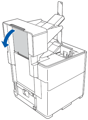 Open the back cover of the optional output tray.