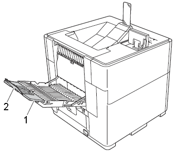 Pull out the face-up output tray support and unfold the flap.