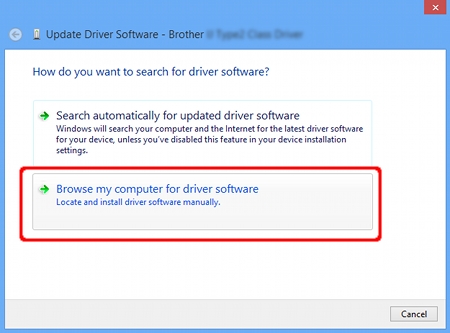 Click "Browse my computer for driver software".