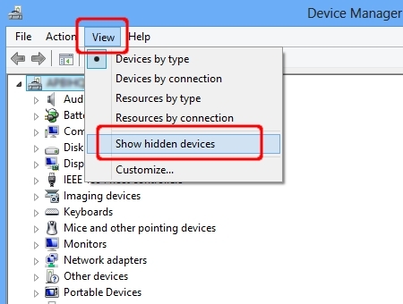 Scegliere Visualizza => Mostra dispositivi nascosti.