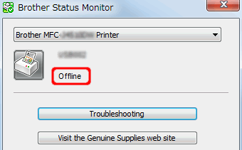 Fuera de línea" aparece en el Monitor de Estado | Brother