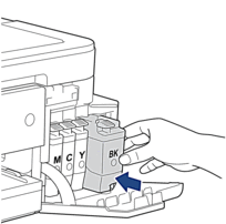 Presione suavemente el área marcada como "PUSH" hasta que el cartucho de tinta encaje en su lugar.