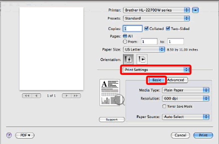 Adjust The Default Preferences Of My Printer Driver Mac Os X 10 5 8 Or Greater Brother