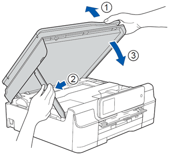 Close the scanner cover using both hands