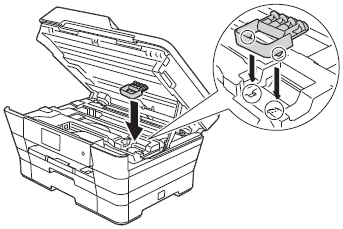 Store the orange protective part inside the machine