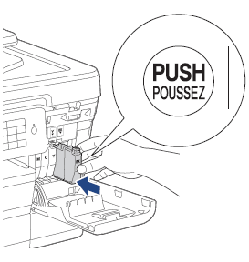Gently push area marked PUSH
