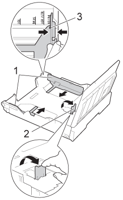 Press and slide the paper side guides and lift up the A4/LTR stopper