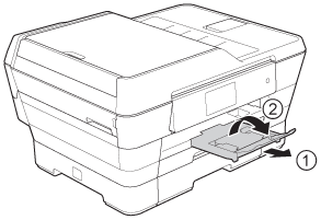 Pull out the paper support until it locks into place, and then unfold the paper support flap