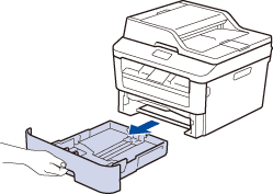 Remover las bandejas del papel completamente fuera de la máquina.