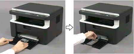 Press and slide the paper guides. Press and slide the paper guides.