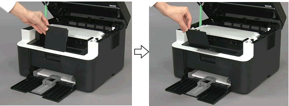 Levante la solapa del soporte del papel.