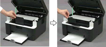 Lift the paper support flap.