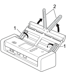 Lift the Paper Guides and the Document Support Arms