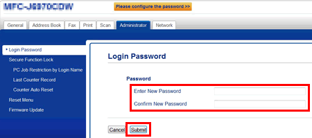 Enter or confirm new password