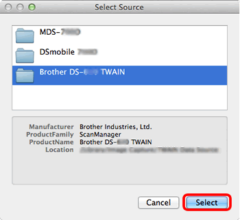 Select Source dialog box