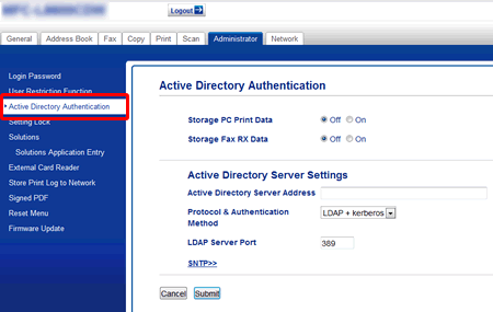 Choose Active Directory Authentication.