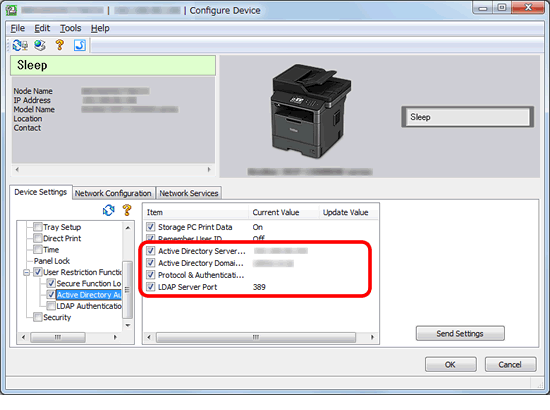 Configure Active Directory settings using BRAdmin Professional