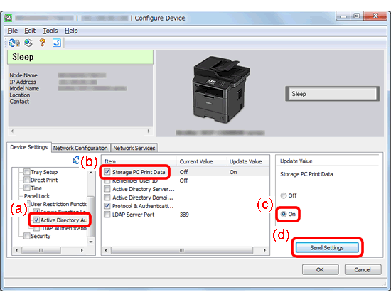 Enable Store PC Print Data settings using BRAdmin Professional