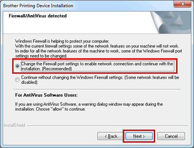 Firewall/antivirus registreret