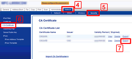Export CA Certificate. Export CA Certificate.