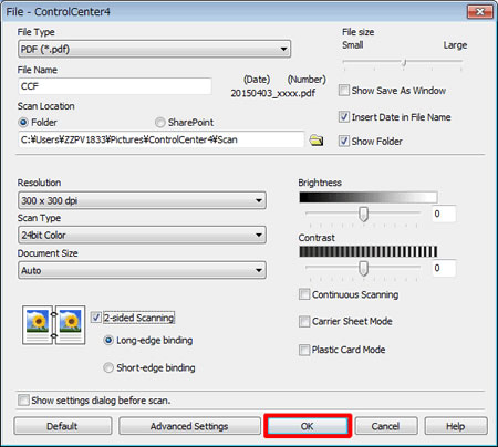 Settings dialog box