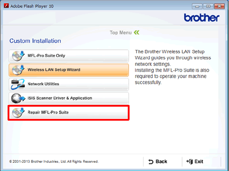 I cannot the Brother Software installation because it stops when a screen for connecting the cable appears (Windows). | Brother