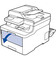 On the front of the machine, open the MP tray and lower it gently