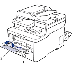 Pull out the MP tray support and unfold the flap