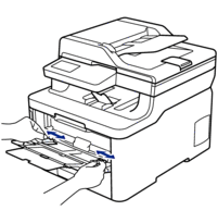 Slide the MP tray paper guides to fit the width of the paper you are using