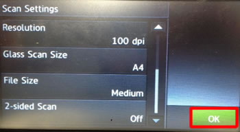 Change any scan settings as needed, and then select OK
