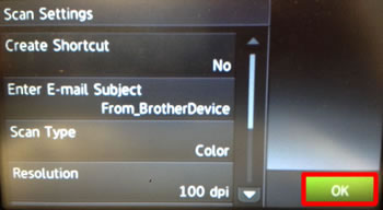 Change any scan settings as needed, and then select OK