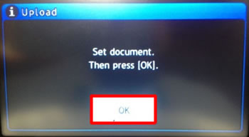 Placera dokumentet som du vill skanna i den automatiska dokumentmataren eller på flatbäddsskannern och välj sedan OK.